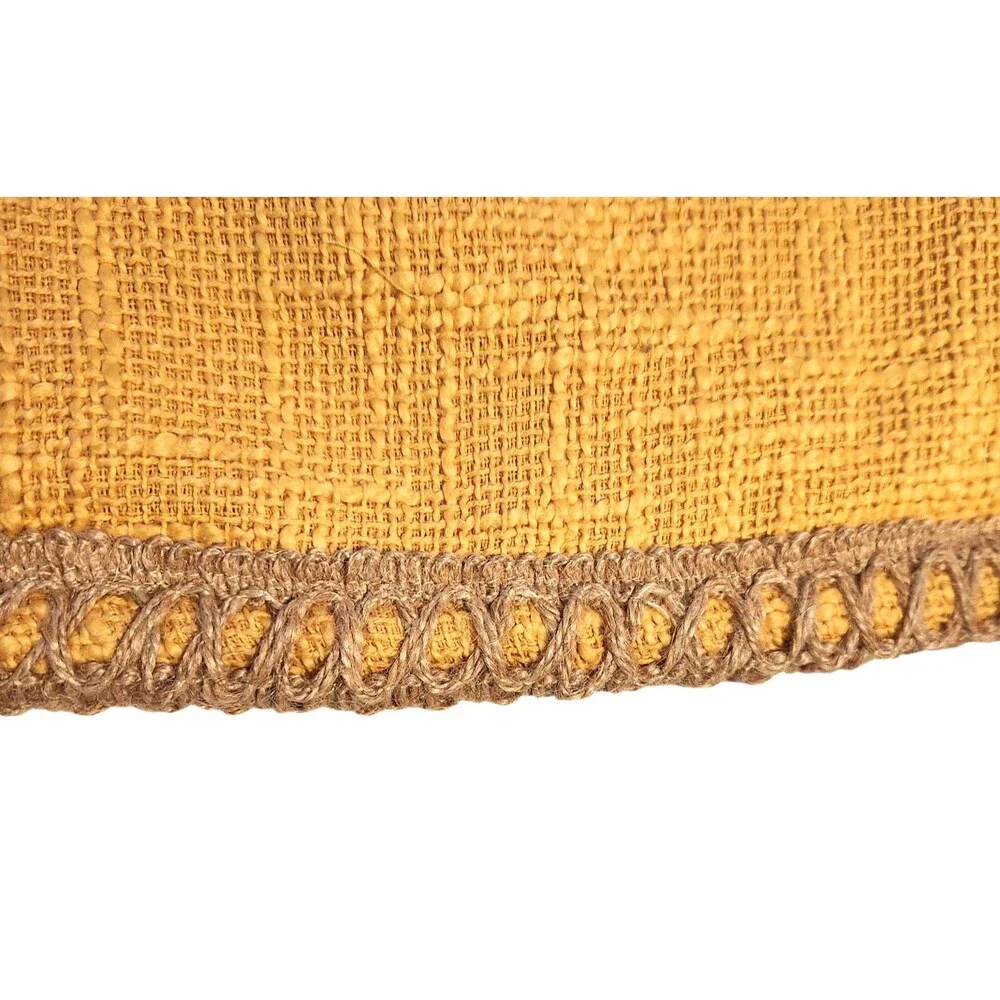 Pier 1 Imports Pillow Cover Woven Gold Cotton w/ Jute Edging Zip Closure 22